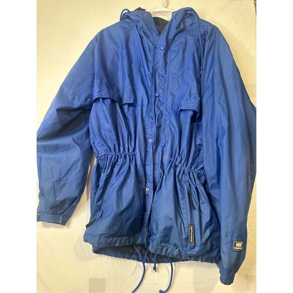 Helly Hansen Mens Jacket Medium Blue Nylon Packable Rain Jacket - Picture 2 of 10